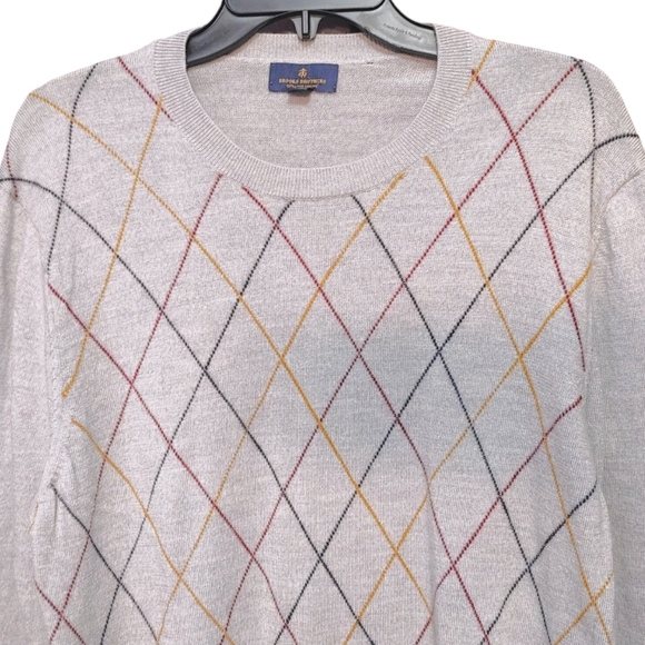 Brooks Brothers Gray Wool Diamond Stitch Crew Neck Sweater Mens Size Large L - Picture 3 of 8